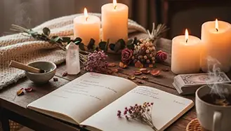 Книга, свічки та інші атрибути